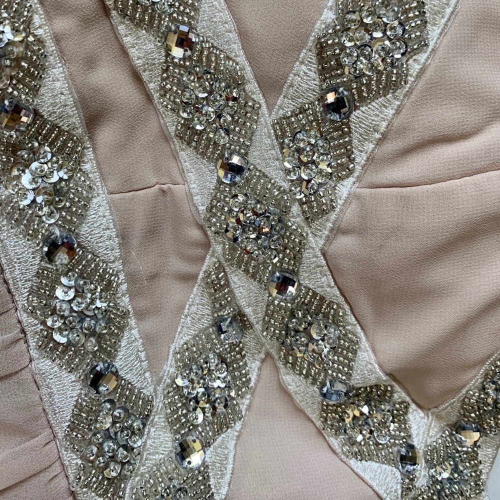 Minuet Cream Beaded Mini Dress